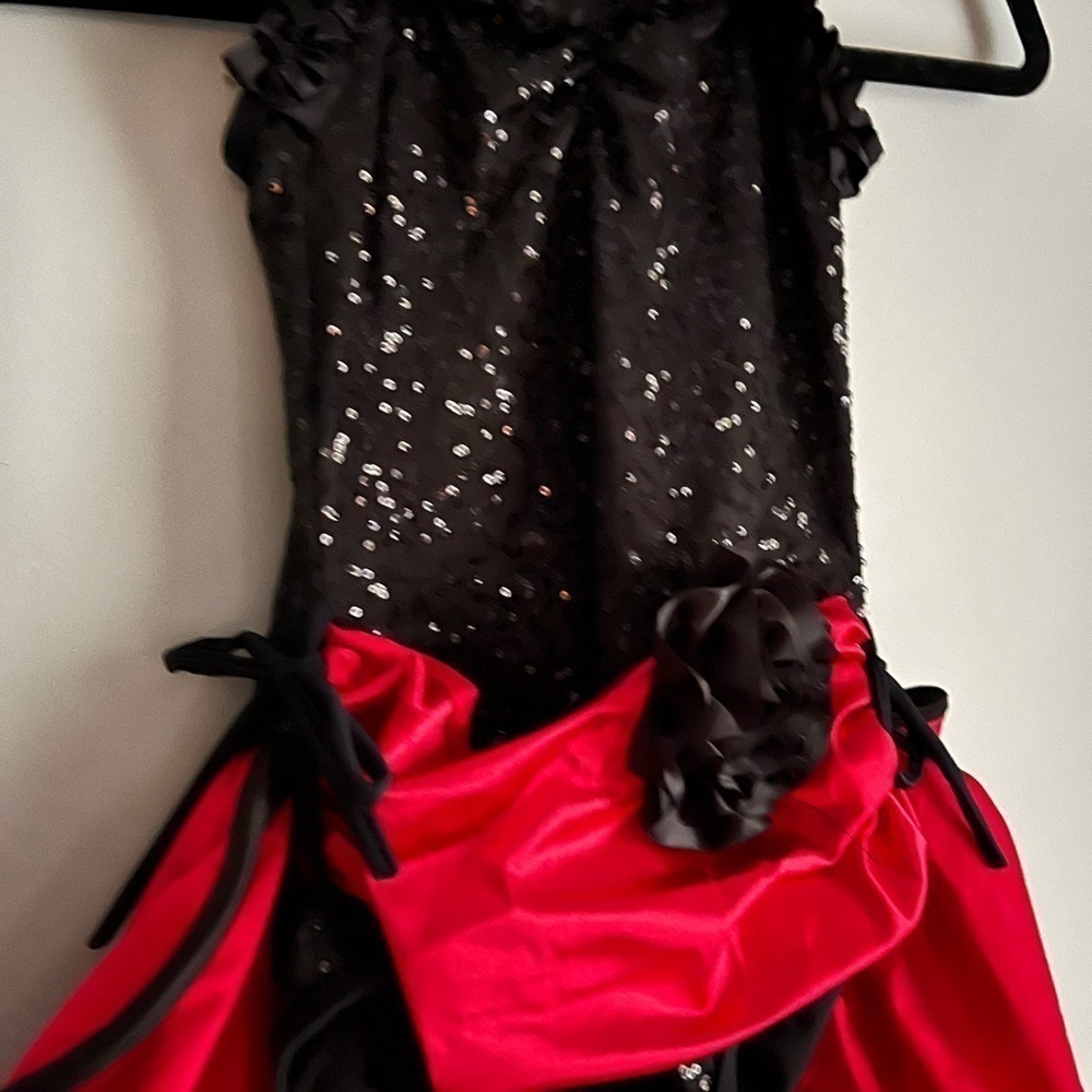 Weissman Red Leopard Print Dance Child Costume SC Black Red Sequin - Picture 14 of 14